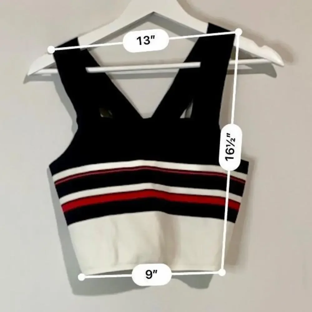 Kendall & Kylie Women's Crop Stripe Sweater Tank Top Cross Back Size Med EUC - Picture 3 of 5